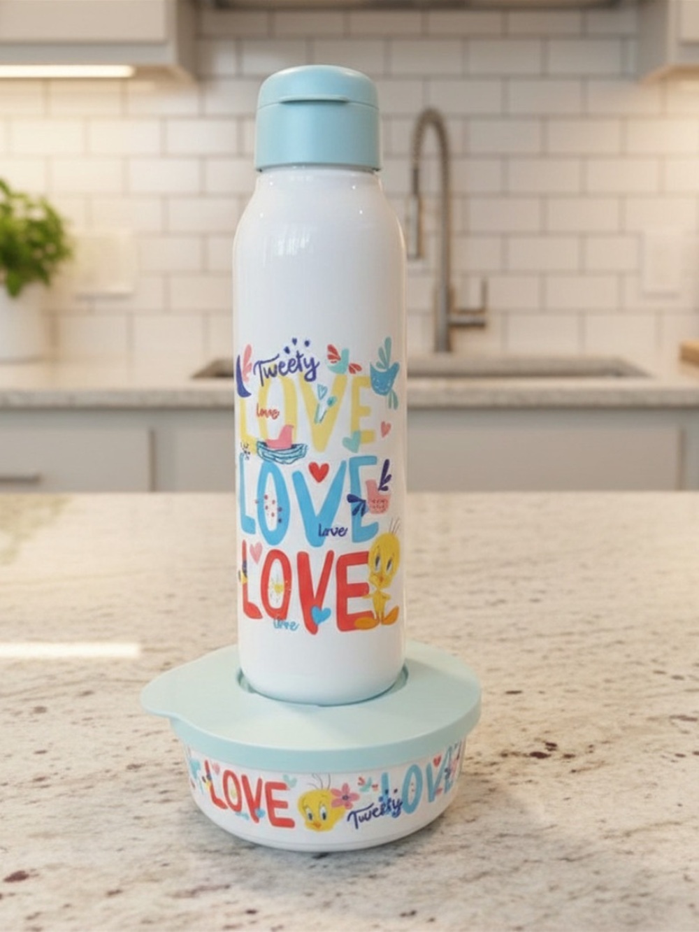 Tupperware Tweety Bird Eco Water Bottle & Snack Bowl Set |Brand New Set